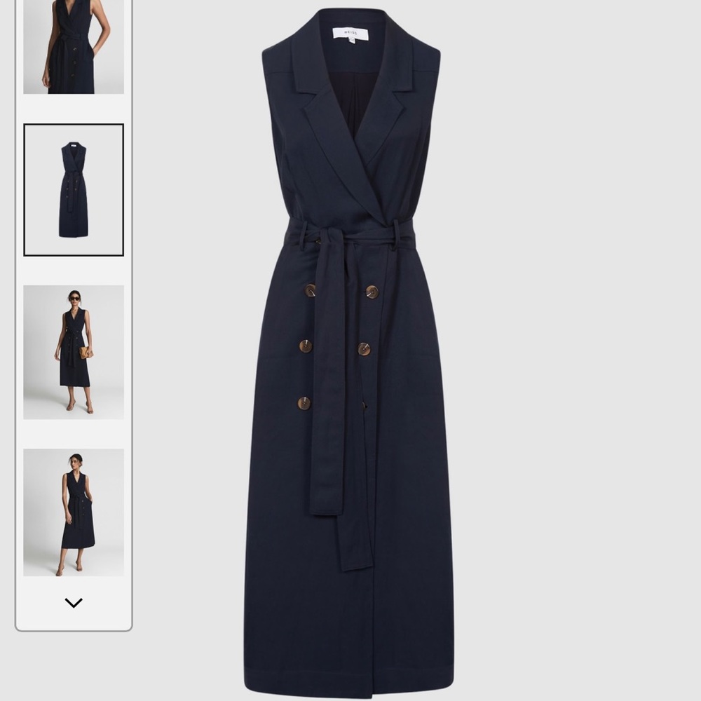Reiss Mariah Linen Blend Midi Dress